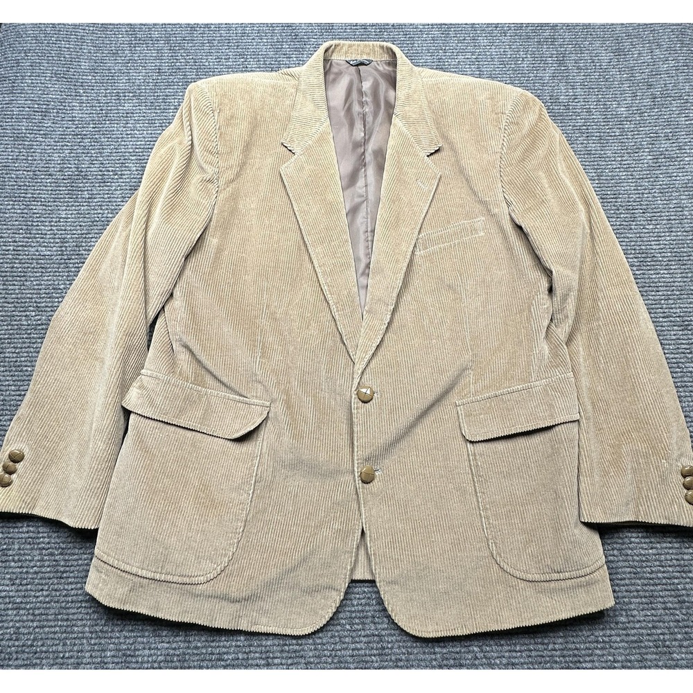 David Taylor Blazer Mens 46R Tan Corduroy Sport Coat 2 Button Classic Casual